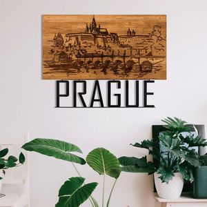 Decoratiune de perete, Prague, lemn/metal, 58 x 42 cm, negru/maro imagine
