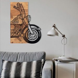Decoratiune de perete, Chopper 3, lemn/metal, 42.5 x 58 cm, negru/maro imagine