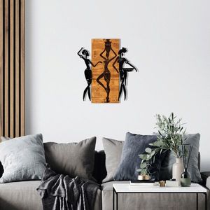 Decoratiune de perete, Afrikan, lemn/metal, 54 x 58 cm, negru/maro imagine