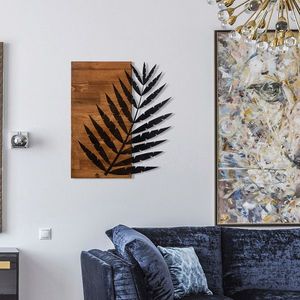 Decoratiune de perete, Leaf3 Metal Decor, lemn/metal, 50 x 58 cm, negru/maro imagine