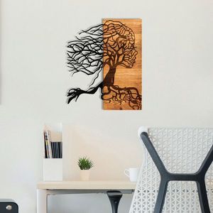 Decoratiune de perete, Nefes, lemn/metal, 47 x 58 cm, negru/maro imagine