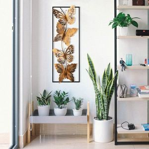 Decoratiune de perete, Butterfly, metal, 90 x 32 cm, multicolor imagine