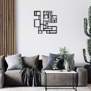 Decoratiune de perete, Squares Metal Decor, metal, 50 x 50 cm, negru imagine