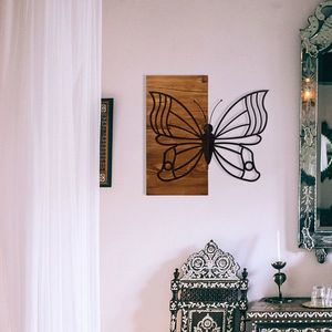 Decoratiune de perete, Morpho, lemn/metal, 59 x 58 cm, negru/maro imagine