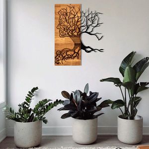 Decoratiune de perete, Muaz, lemn/metal, 45 x 58 cm, negru/maro imagine