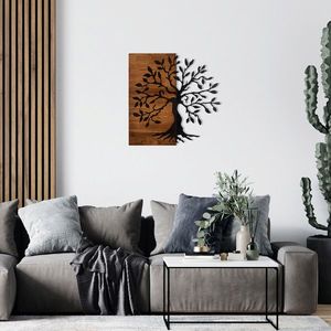 Decoratiune de perete, Agac, lemn/metal, 58 x 58 cm, negru/maro imagine