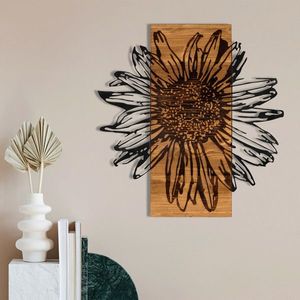 Decoratiune de perete, Daisy, lemn/metal, 56 x 58 cm, negru/maro imagine