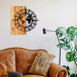 Decoratiune de perete, Esila, lemn/metal, 57 x 58 cm, negru/maro imagine