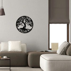 Decoratiune de perete, Tree, metal, 60 x 60 cm, negru imagine