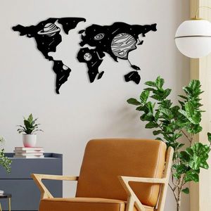 Decoratiune de perete, World Map 6, metal, 100 x 53 cm, negru imagine