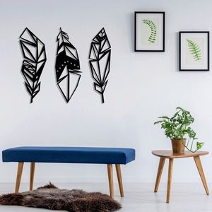 Decoratiune de perete, Feather Metal Decor, metal, 78 x 65 cm, negru imagine