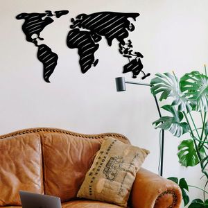 Decoratiune de perete, World Map 10, metal, 100 x 54 cm, negru imagine