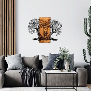 Decoratiune de perete, Eva, lemn/metal, 76 x 58 cm, negru/maro imagine
