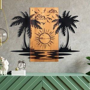 Decoratiune de perete, Hawaii 2, lemn/metal, 74 x 57.5 cm, negru/maro imagine