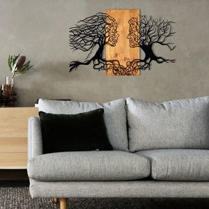 Decoratiune de perete, Tutku, lemn/metal, 92 x 58 cm, negru/maro imagine