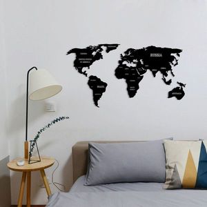Decoratiune de perete, World Map 4, metal, 100 x 50 cm, negru imagine