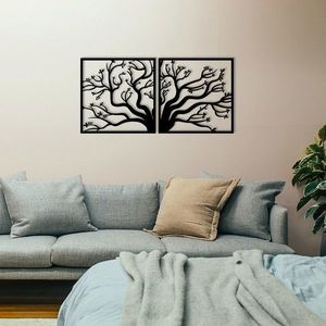 Decoratiune de perete, Tree Metal Decor, metal, 100 x 50 cm, negru imagine