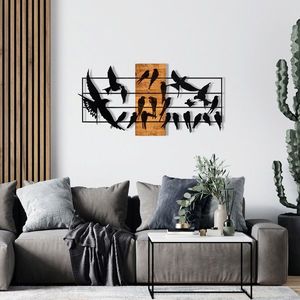 Decoratiune de perete, Ozgurluk, lemn/metal, 115 x 58 cm, negru/maro imagine