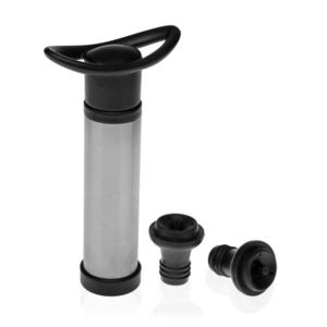 Pompa de vacuum pentru sticla de vin cu 2 dopuri, Versa, 16x8x8 cm, aluminiu/silicon imagine