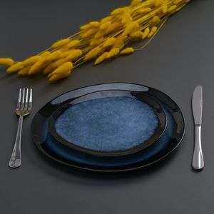 Set 4 farfurii ovale Serenity, Heinner Ø28 cm, ceramica, albastru/negru imagine