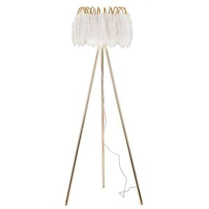 Lampadar Feather, Mauro Ferretti, Ø46 x 147 cm, 1 x E27, 40W, fier/plastic, auriu/alb imagine