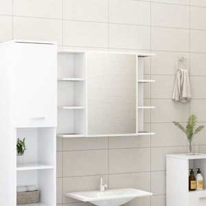 vidaXL Dulap de baie cu oglindă, alb, 80 x 20, 5 x 64 cm, PAL imagine