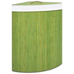 vidaXL Coș de rufe din bambus, pentru colț, verde, 60 L imagine