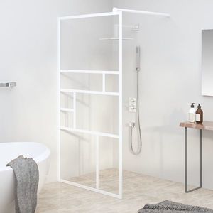 vidaXL Perete pentru cabină de duș walk-in, alb, 100x195cm, sticlă ESG imagine