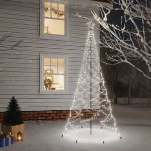vidaXL Pom de Crăciun cu stâlp de metal, 500 LED-uri, alb rece, 3 m imagine