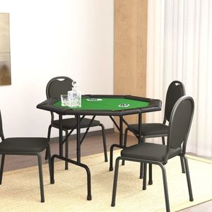 vidaXL Masă de poker pliabilă, 8 jucători, verde, 108x108x75 cm imagine