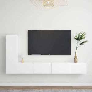 vidaXL Set dulapuri TV, 3 piese, alb, lemn prelucrat imagine
