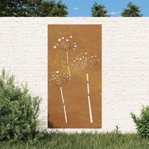 vidaXL Decor perete de grădină 105x55 cm design flori oțel Corten imagine