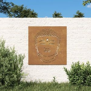 vidaXL Decor perete de grădină 55x55 cm design cap Buddha oțel Corten imagine