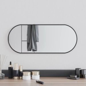 vidaXL Oglindă de perete, negru, 60x25 cm, ovală imagine