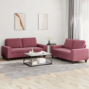 vidaXL Set de canapea, 2 piese, roșu vin, material textil imagine