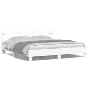 vidaXL Cadru de pat cu tăblie și LED, alb, 180x200 cm imagine