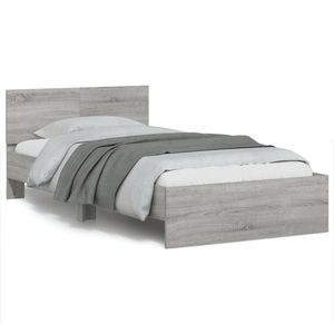 vidaXL Cadru de pat cu tăblie gri sonoma 100x200 cm lemn prelucrat imagine