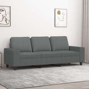 vidaXL Canapea cu 3 locuri, gri închis, 180 cm, material textil imagine