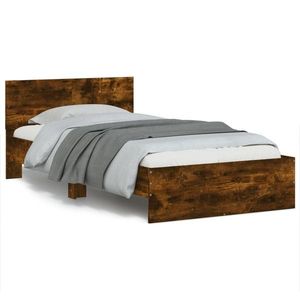 vidaXL Cadru de pat cu tăblie stejar fumuriu 100x200 cm lemn prelucrat imagine