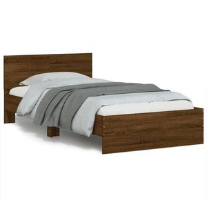 vidaXL Cadru de pat cu tăblie stejar maro 100x200 cm lemn prelucrat imagine