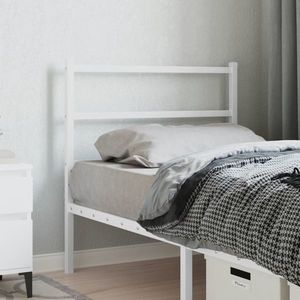 vidaXL Tăblie de pat metalică, alb, 90 cm imagine