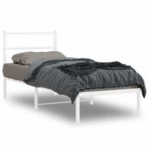 vidaXL Cadru de pat metalic cu tăblie, alb, 80x200 cm imagine