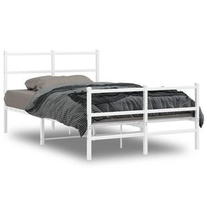 vidaXL Cadru pat metalic cu tăblie de cap/picioare , alb, 120x200 cm imagine