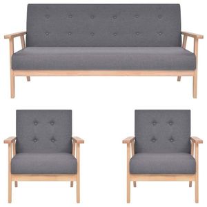 vidaXL Set de canapele, 3 piese, gri închis, material textil imagine
