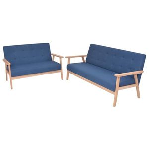 vidaXL Set cu canapele, 2 piese, material textil, albastru imagine
