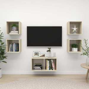 vidaXL Set de dulapuri TV, 5 piese, stejar sonoma, lemn prelucrat imagine