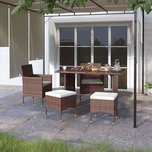 vidaXL Set scaune de grădină și taburet, 4 piese, maro, poliratan imagine