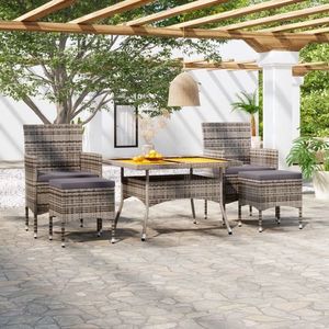 vidaXL Set mobilier grădină, 5 piese, gri, poliratan și lemn acacia imagine
