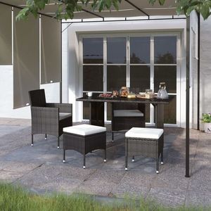 vidaXL Set cu scaun de grădină și taburet, 4 piese, negru, poliratan imagine