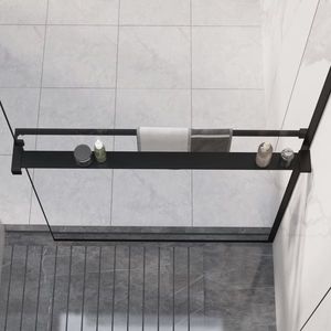vidaXL Raft de duș pentru perete cabină de duș, negru, 90 cm, aluminiu imagine